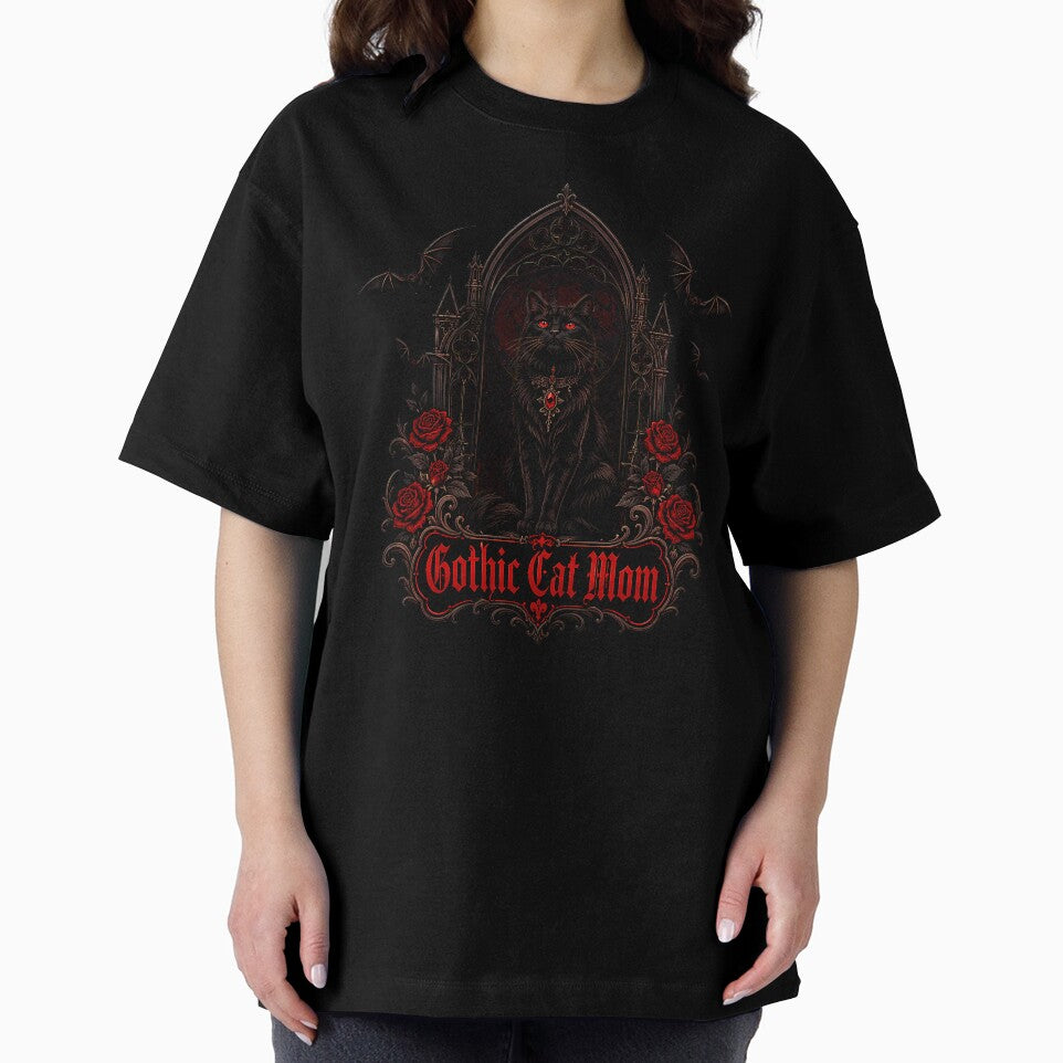 Gothic Cat Mom Red Moon Bat Cat Lover by chattsuede