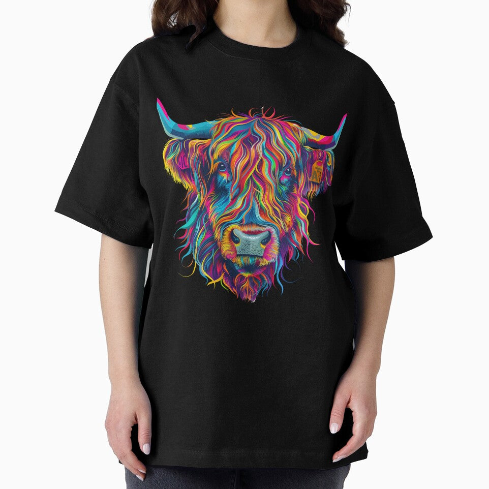 Psychedelic Highland Cow by SmallOwlDesign