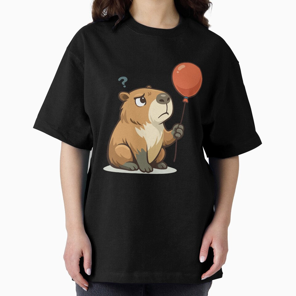 Curious Capybara Cartoon with Balloon by stylishdzign