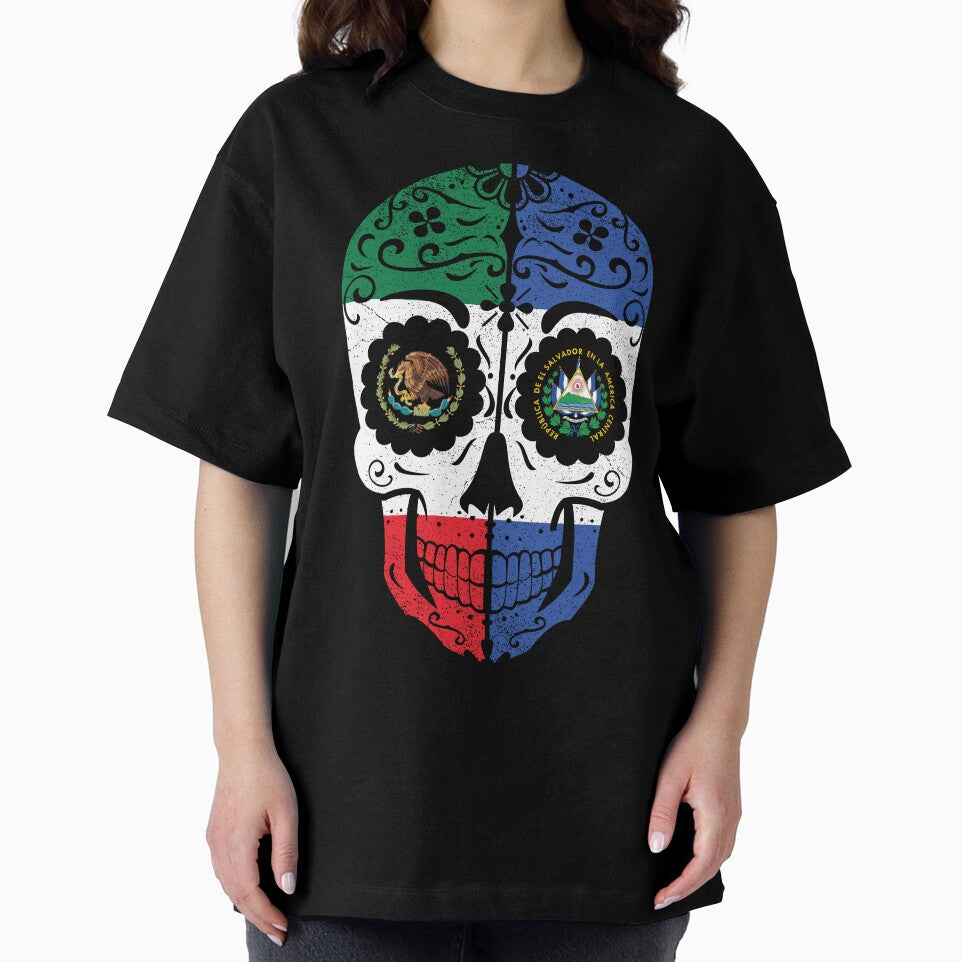 Mexican Salvadorian Flag Sugar Skull by snickrdoodle