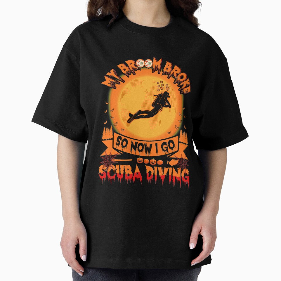 Halloween Beach Ocean Diver My Broom Broke So Now I Go Scuba Diving T-Shirt, Halloween Scuba Diver Gift, Scuba Diving Shirt, Halloween Shirt by UrbanJupiter1