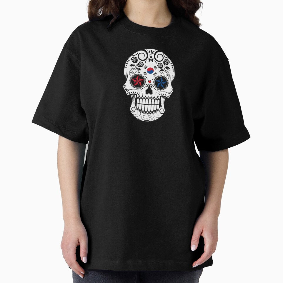 Sugar Skull with Roses and Flag of South Korea by JeffBartels