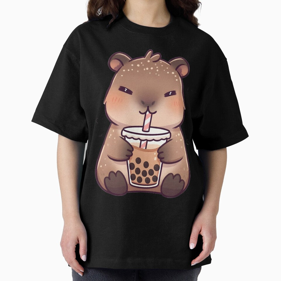 Kawaii Capybara Drinking Milk Tea by Clauxel