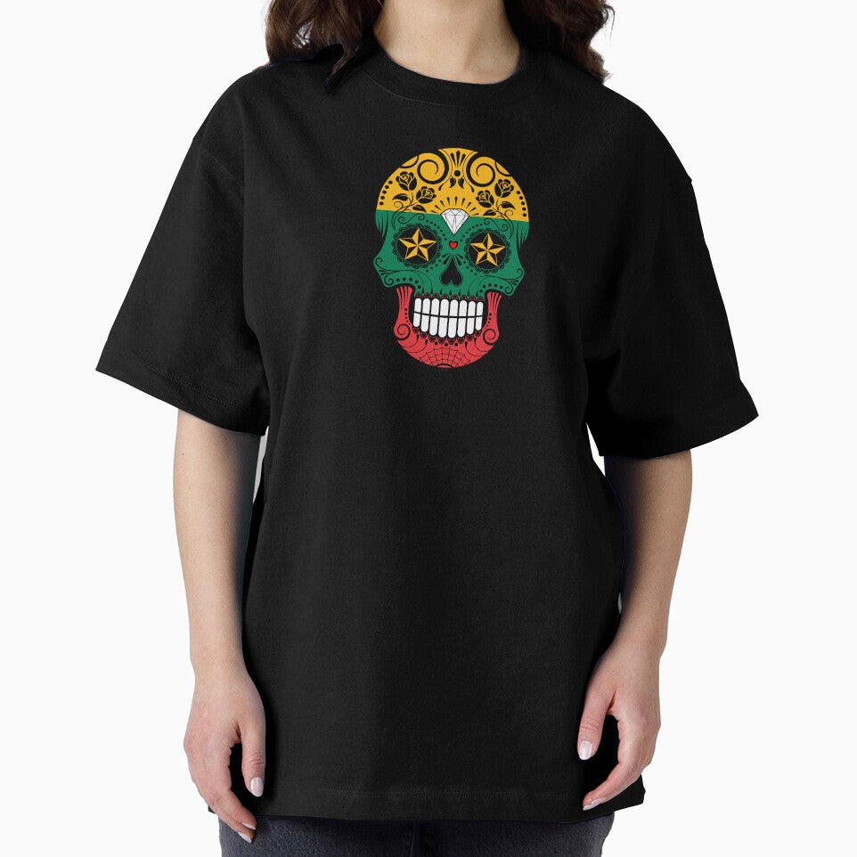 Sugar Skull with Roses and Flag of Lithuania by JeffBartels