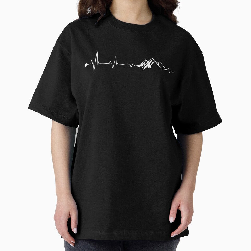 Hiking Heartbeat Mountains T-Shirt by chihai