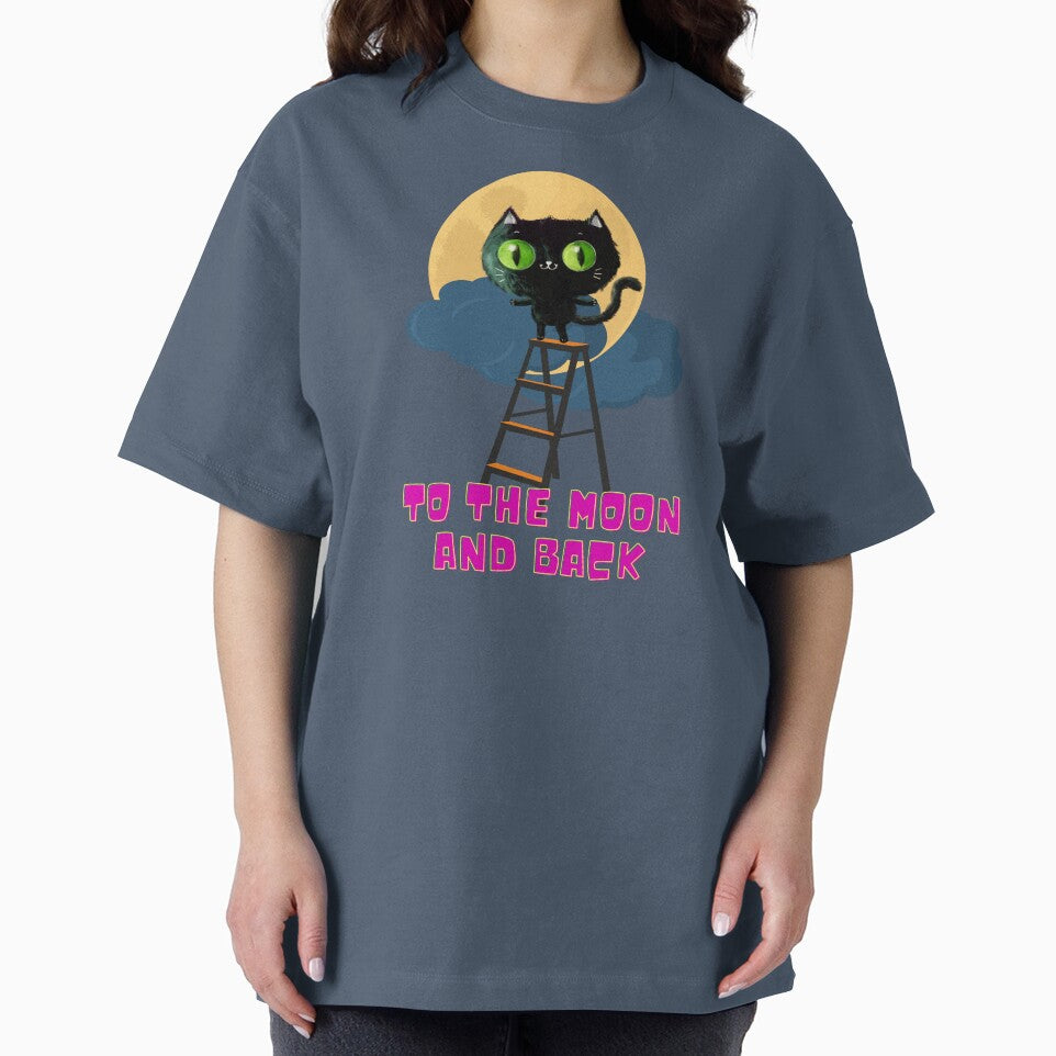 To the Moon and Back Black Cat on Full Moon by BeeZBeez