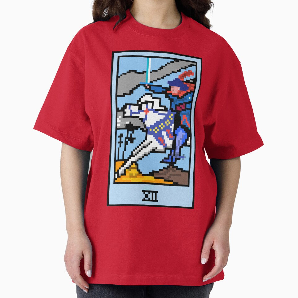 Wait, is this pixel art tarot? Pink - Minor Arcana 'Knight of Swords' (Design for T-shirt, stickers and other accessories) by Pixel Waite