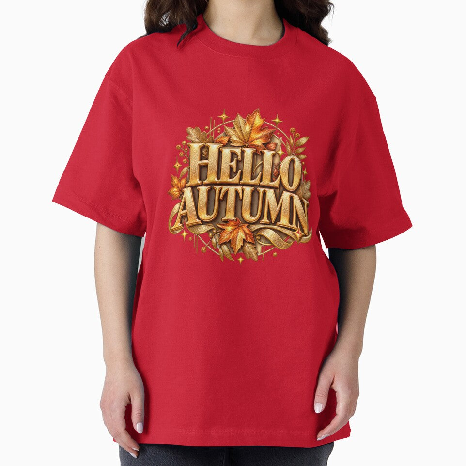 Hello Autumn - Golden Vintage Leaves & Typography by TatyanaArt