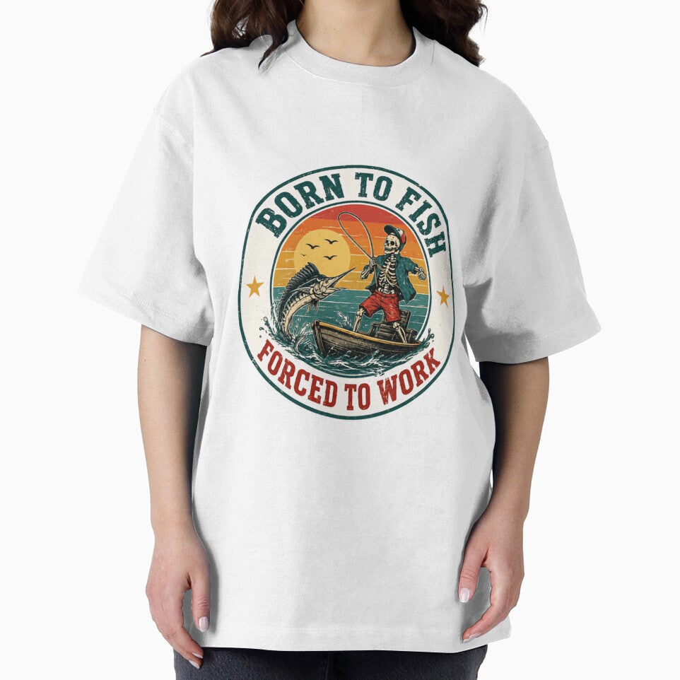 Born To Fish Forced To Work Fishing Angler Fisherman Hobby by SkeletonsDanger