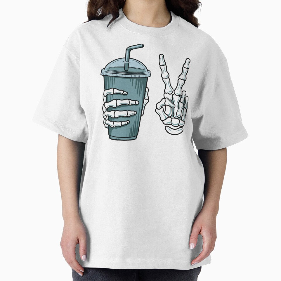 skeleton hand peace sign and coffee by jkrphoto
