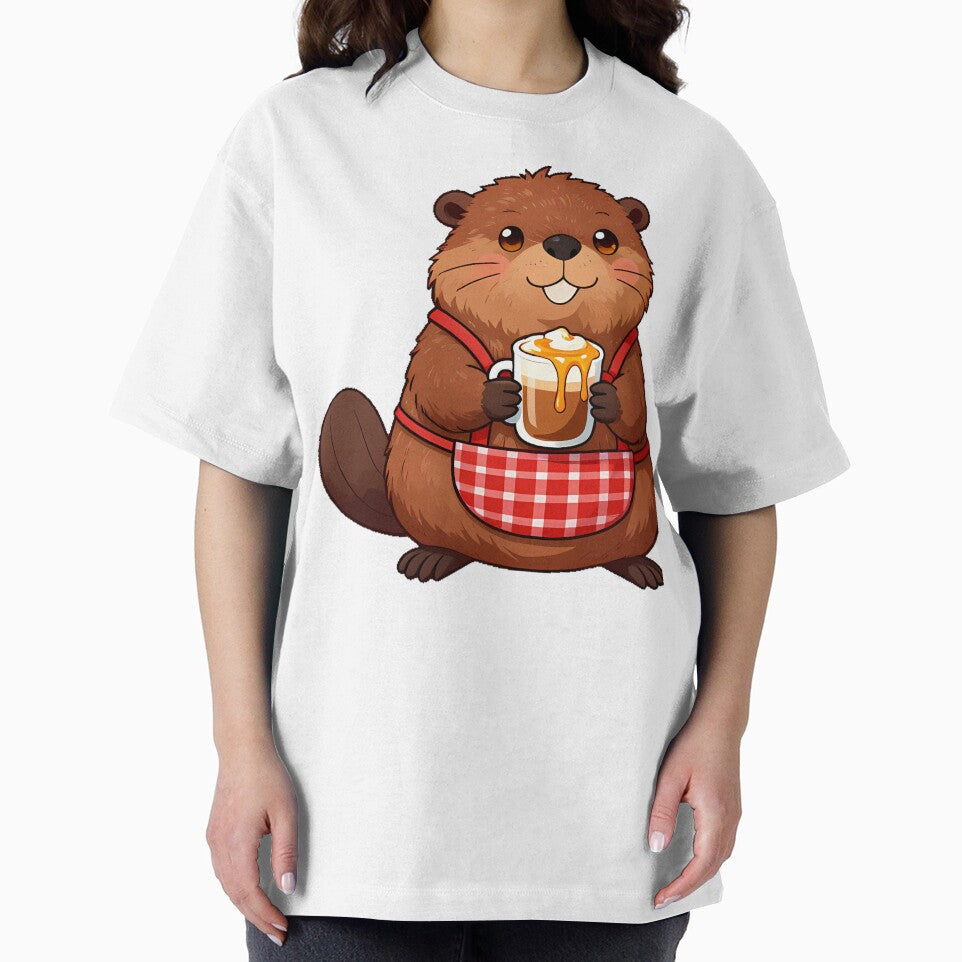 Cute River Beaver Barista with Maple Pecan Latte Icon by pumsquare