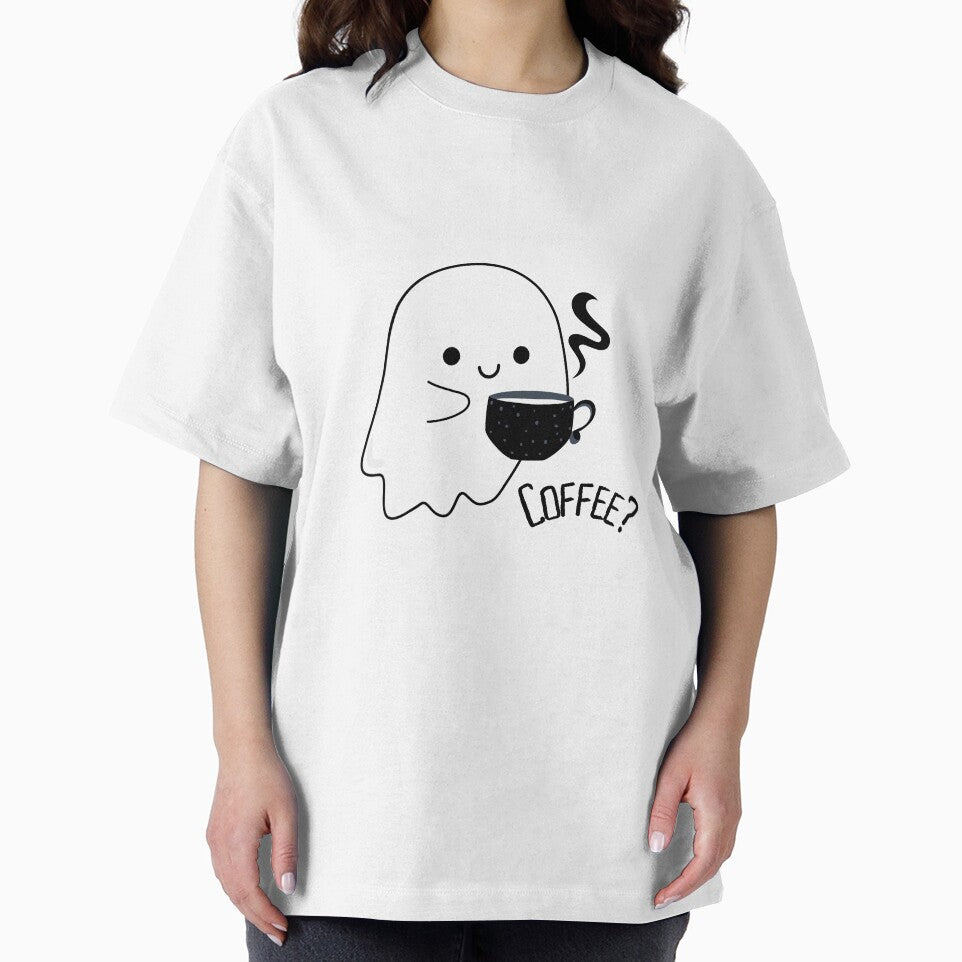 Cute ghost with a cup of hot coffee by LePetiteShadow