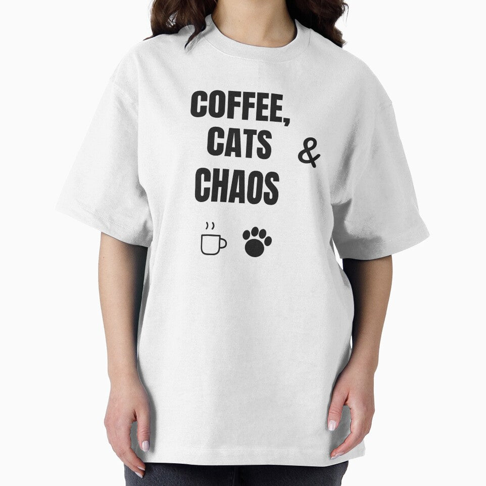 Coffee Cats and Chaos - Funny Cat Mom Gift by RankShift