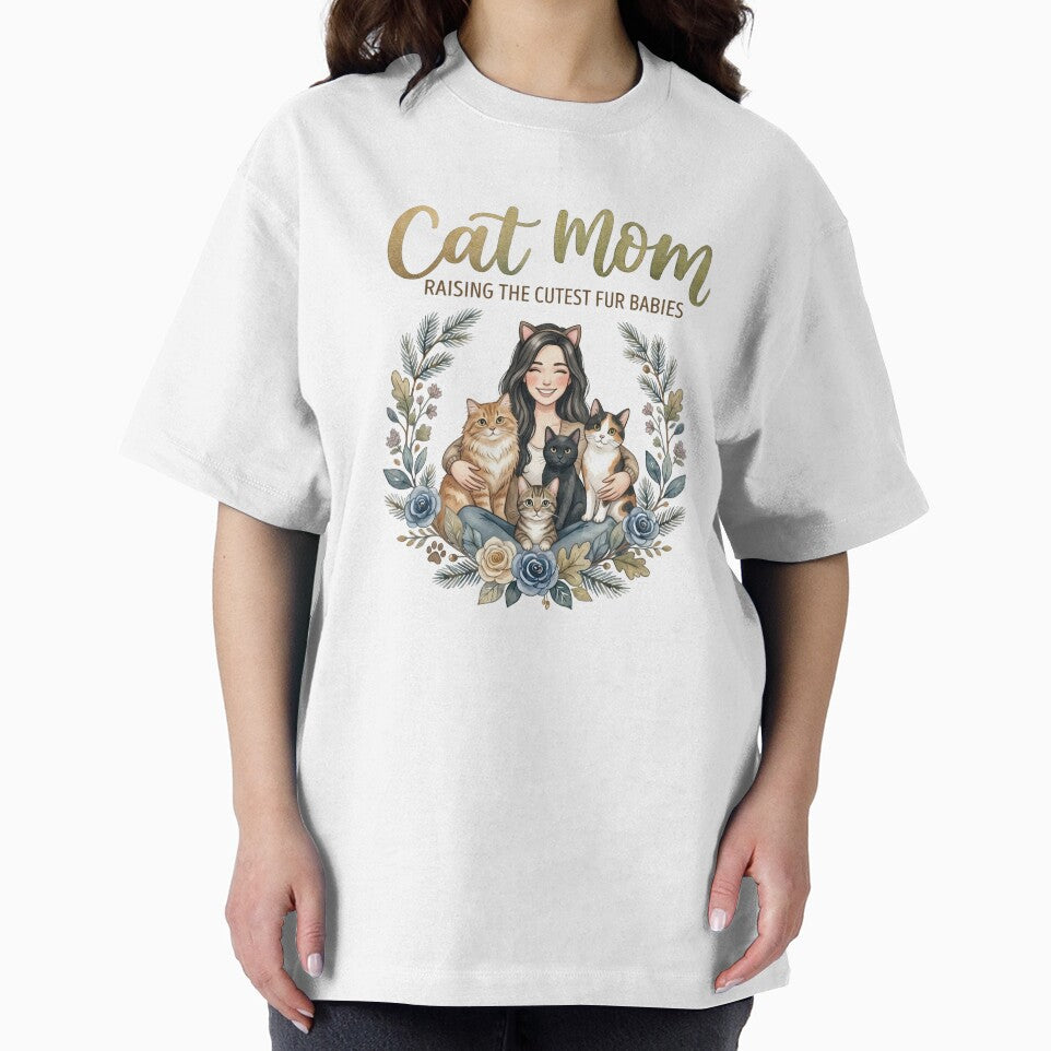 Cat Mom PNG Design | Raising the Cutest Fur Babies | Watercolor Boho Cat Mom Art by CUTE & FUN CREATIONS