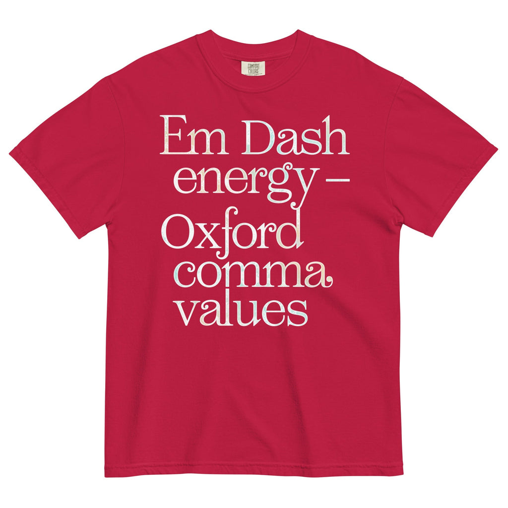 Em Dash Energy Oxford Comma Values Men's Relaxed Fit Tee Unisex