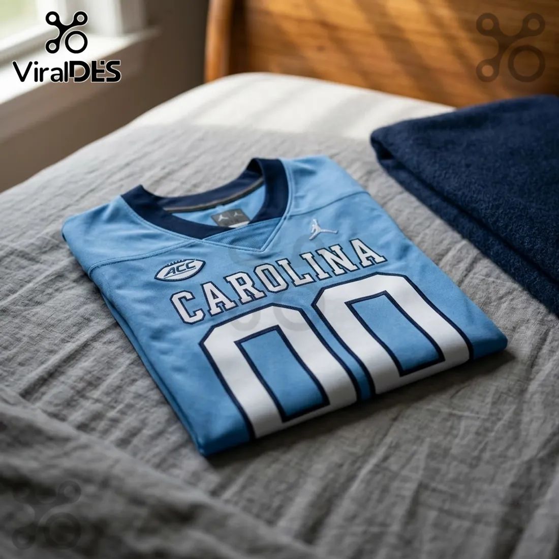 North Carolina Tar Heels Light Blue Custom Football Jersey