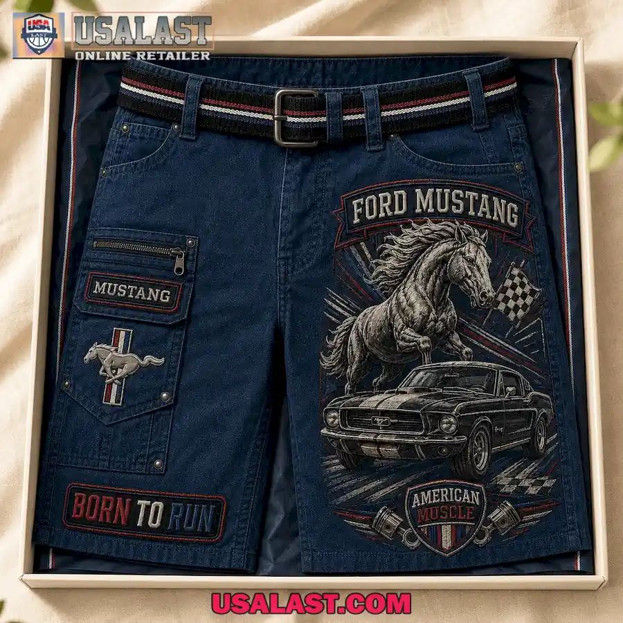 Ford Mustang Born To Run American Muscle Men Cargo Short