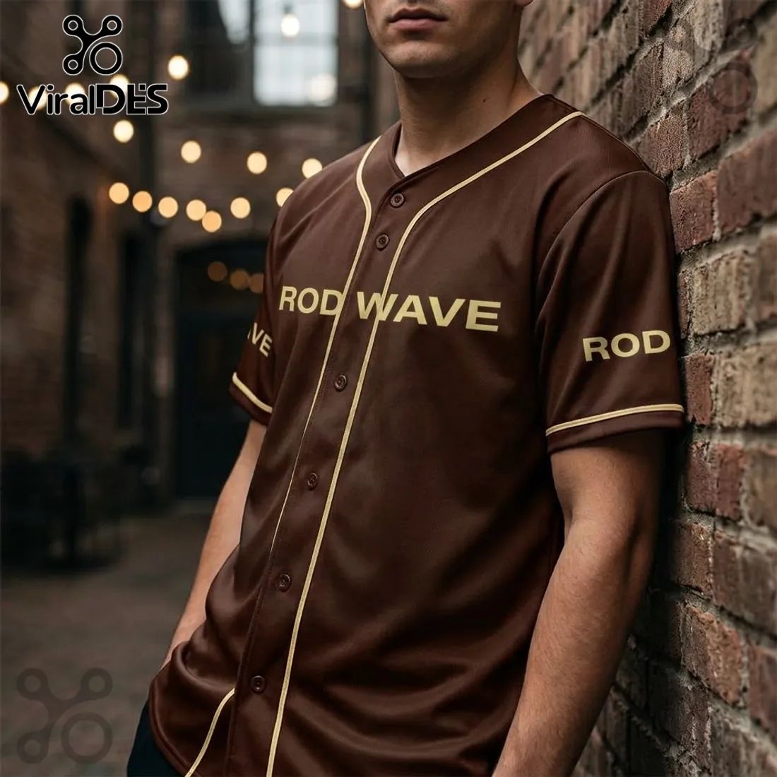 Rod Wave Don’t Look Down Tour Brown Baseball Jersey