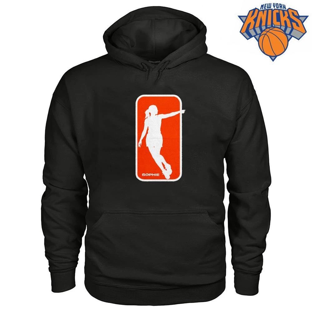 WNBA Sophie Cunningham Pointing Silhouette Custom Orange Logo Black Shirt Unisex