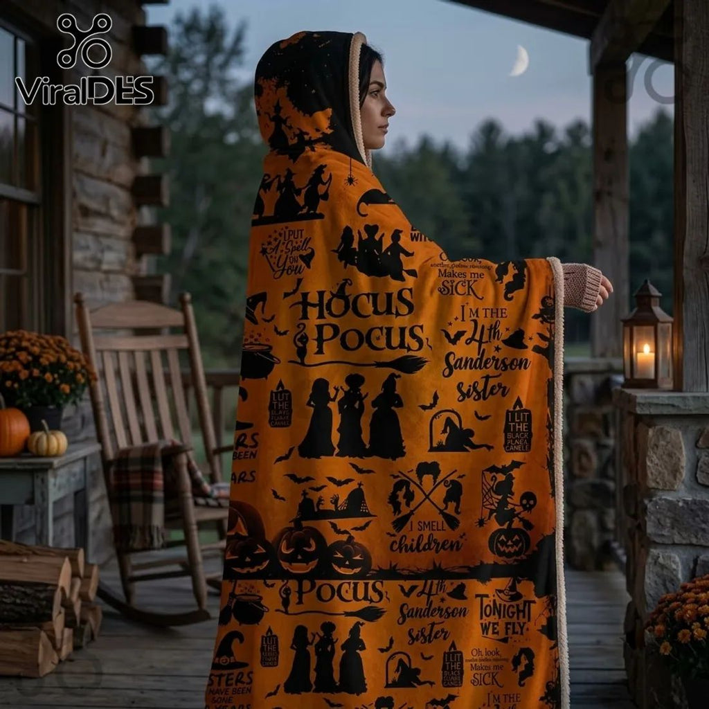 Hocus Pocus Sanderson Sisters Hooded Blanket