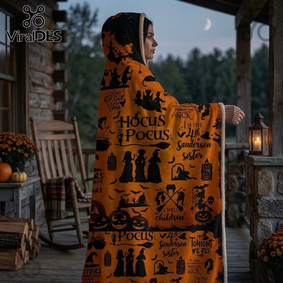 Hocus Pocus Sanderson Sisters Hooded Blanket