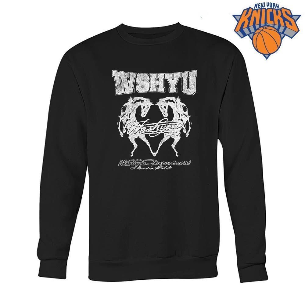 WSHYU Rearing Twin Horses Logo Print College Style Streetwear Tee Shirt Unisex