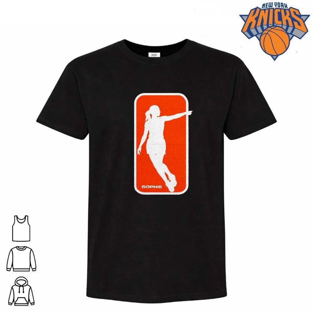 WNBA Sophie Cunningham Pointing Silhouette Custom Orange Logo Black Shirt Unisex