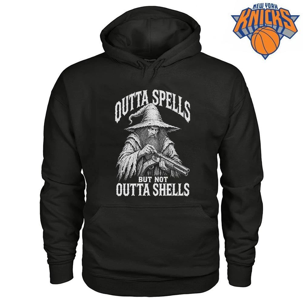 Outta Spells But Not Outta Shells Badass Wizard Shotgun Meme Shirt Unisex