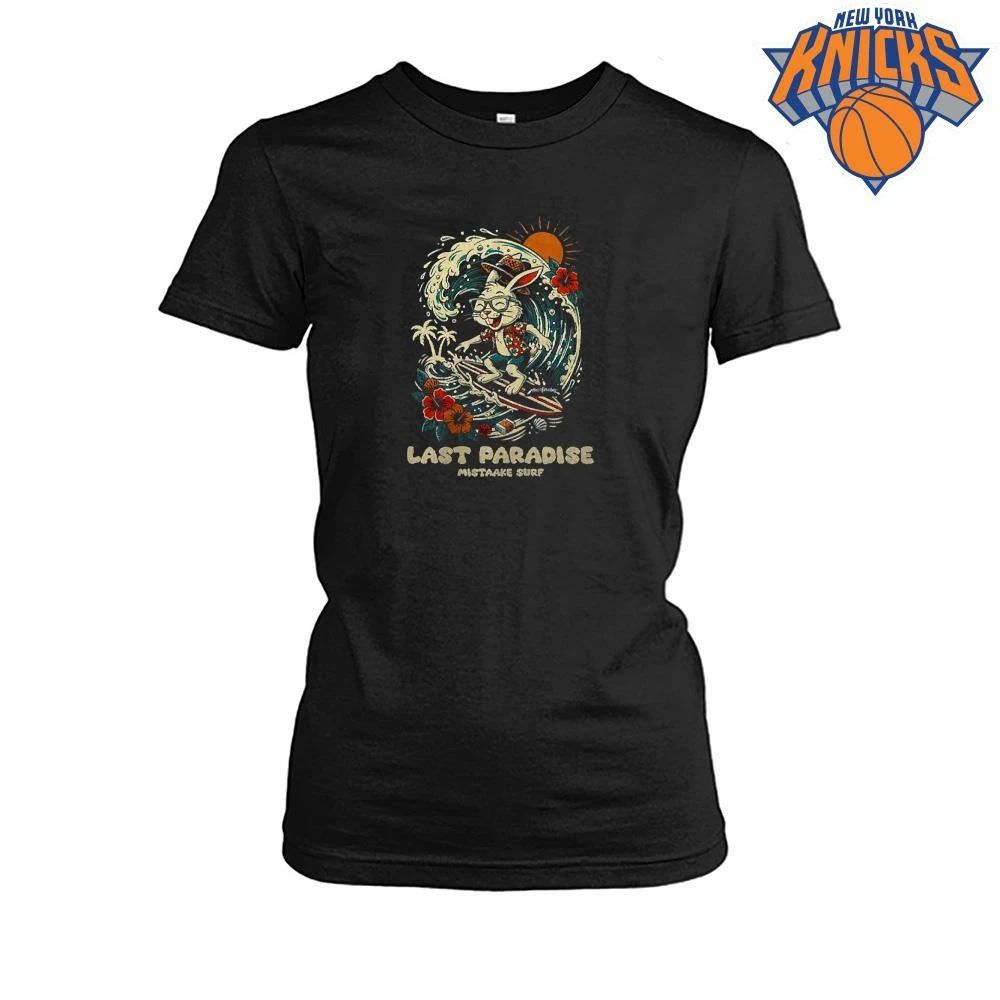 Retro Last Paradise Mistaake Surf Bunny Surfing Ocean Waves Shirt Unisex