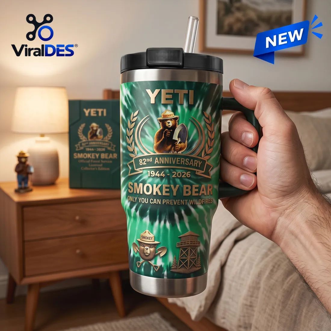 Smokey Bear 82nd Anniversary Green Stanley Tumbler