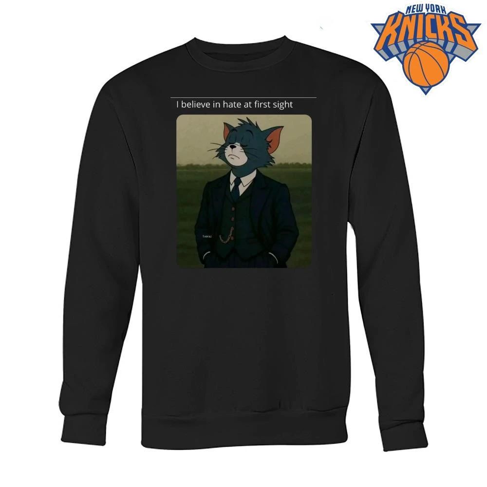 Tom Cat In Suit I Believe In Hate At First Sight Funny Meme Shirt Unisex