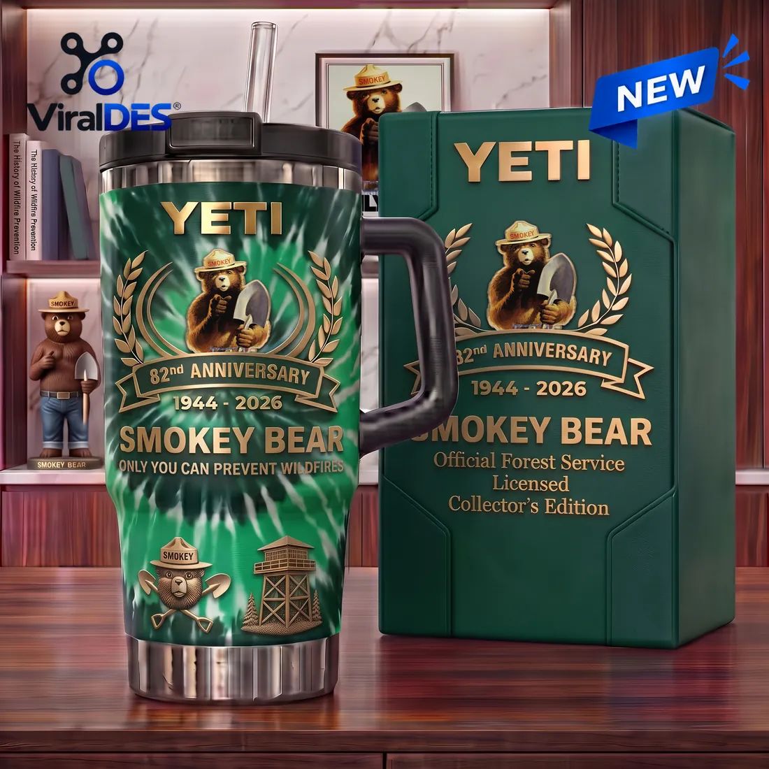 Smokey Bear 82nd Anniversary Green Stanley Tumbler