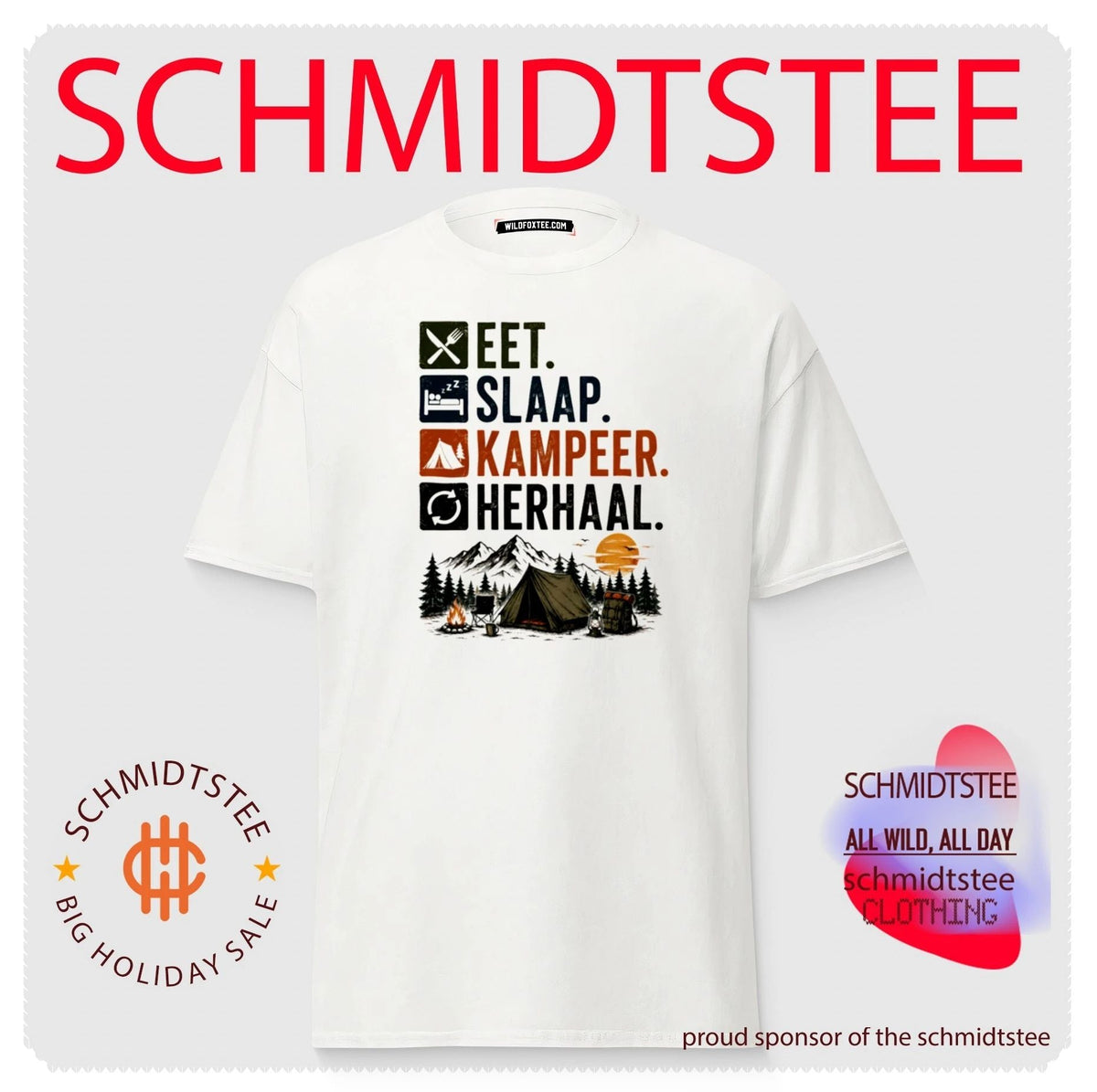 Eet Slaap Kampeer Herhaal Camping kamperen shirt Unisex