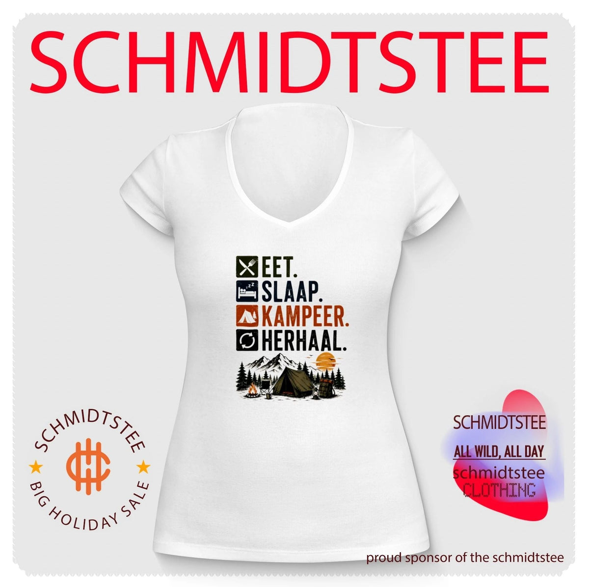 Eet Slaap Kampeer Herhaal Camping kamperen shirt Unisex