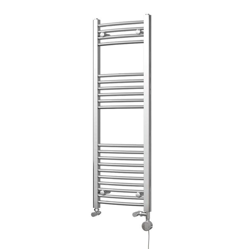 Zennor – Chrome Dual Fuel Towel Rail H1200mm x W400mm Thermostatic – Curved