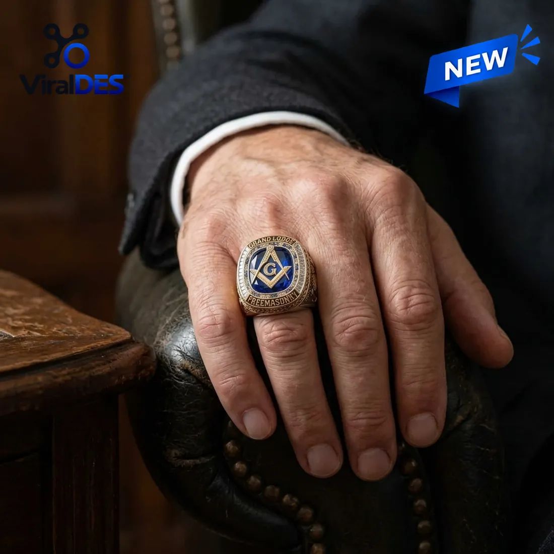 Freemason Square and Compasses Ring