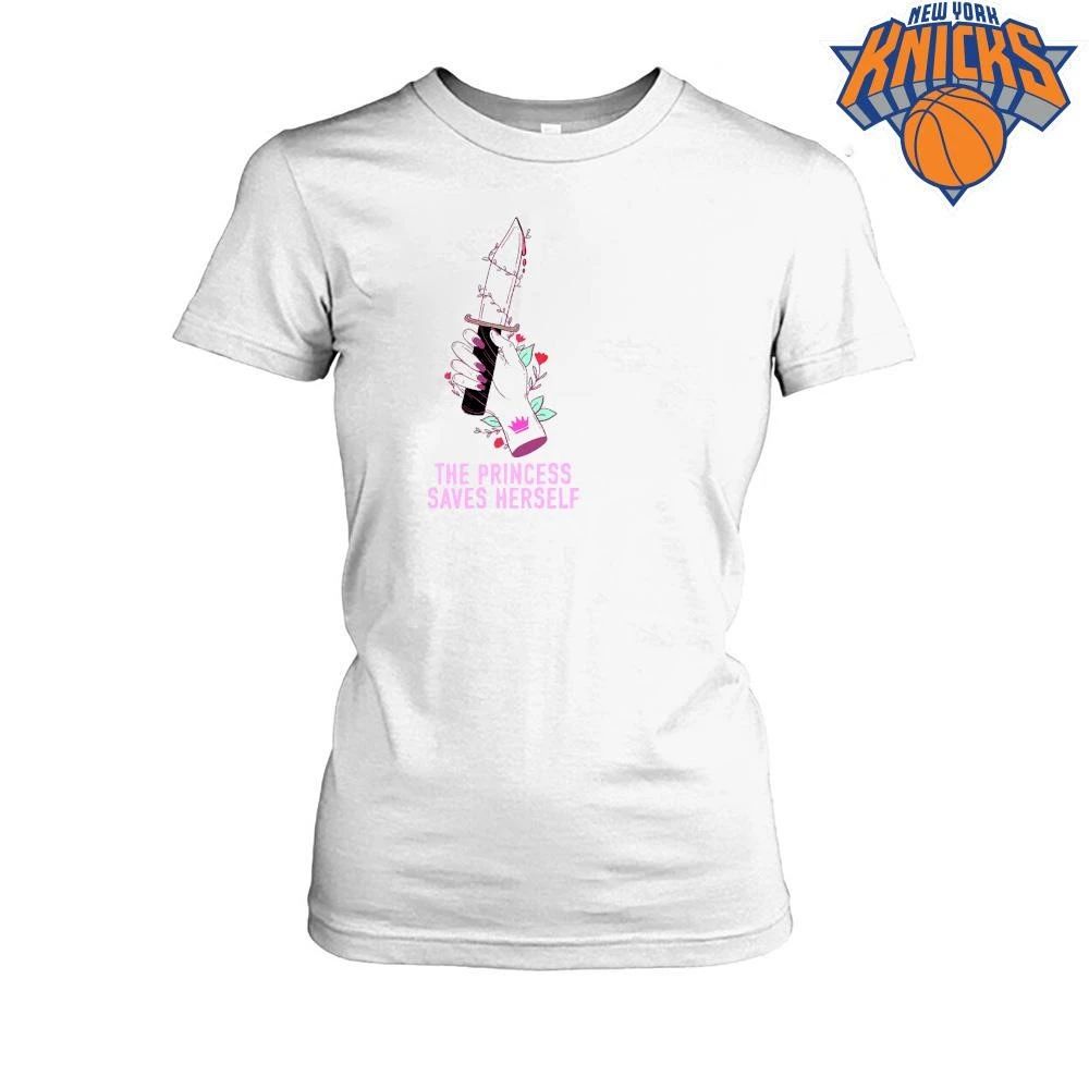 The Princess Saves Herself Aesthetic Bloody Knife Feminist Floral shirt Unisex