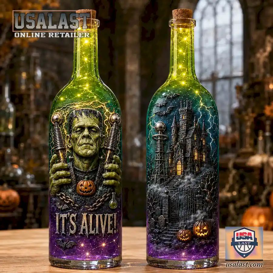 Frankenstein It’s Alive Halloween Bottle Lamp