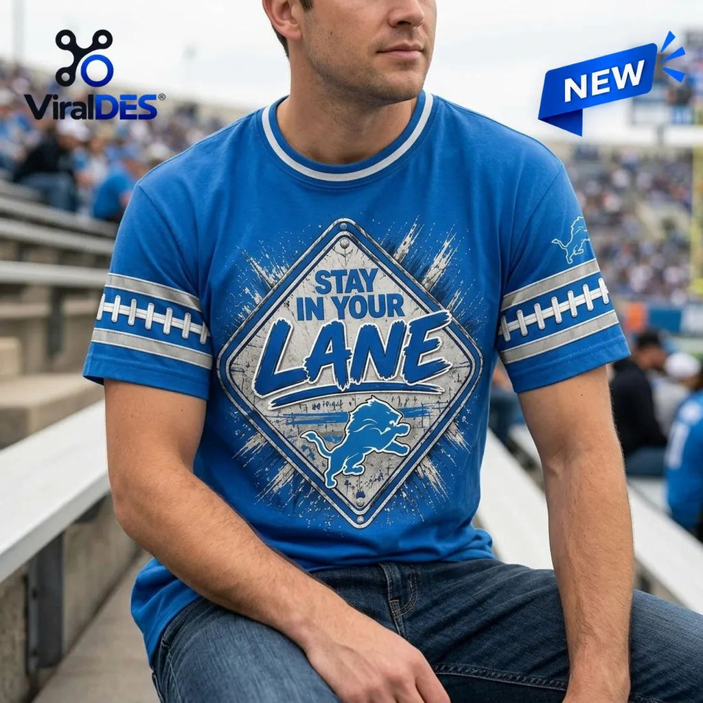 Detroit Lions Logo Football Street Sign T-Shirt