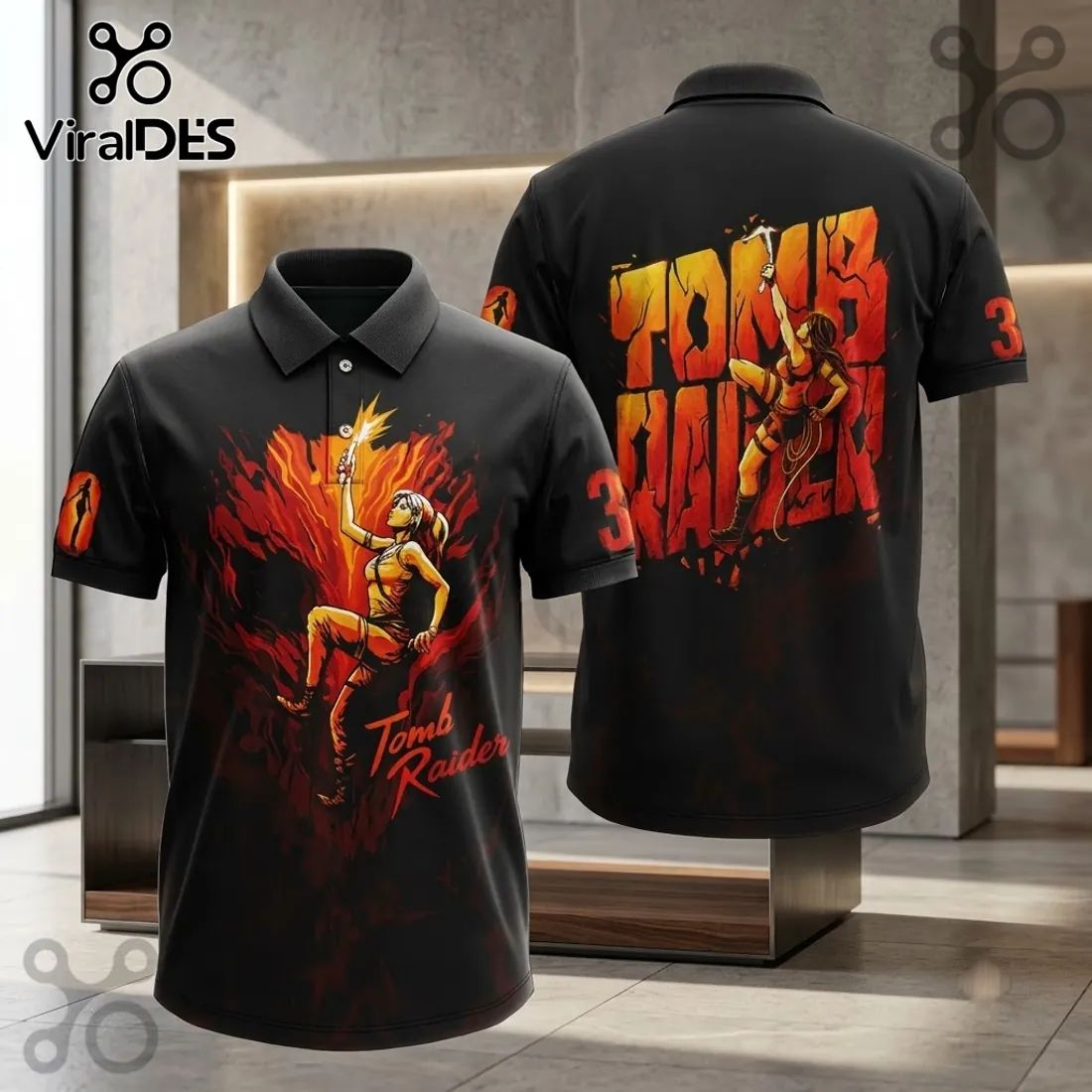 Tomb Raider 30th Anniversary Black Polo Shirt
