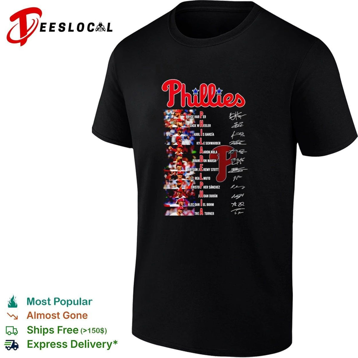 Philadelphia Phillies Roster Players Names and Signatures Unisex
