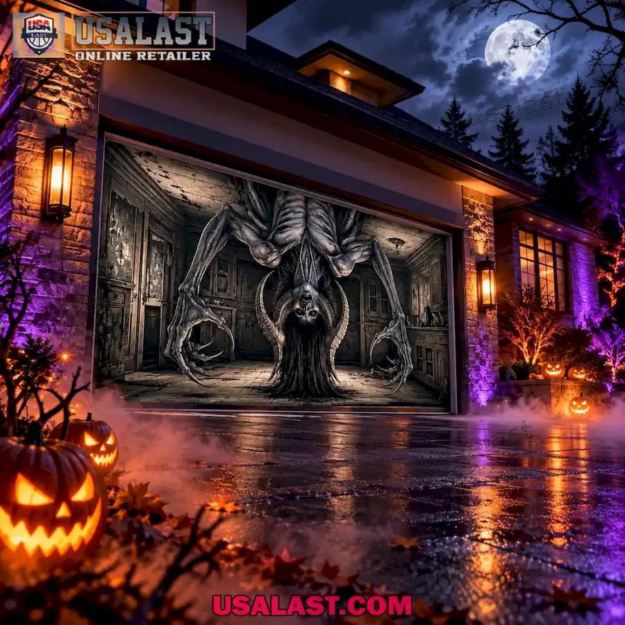 Demonic Spider Lair Halloween Garage Door Banner