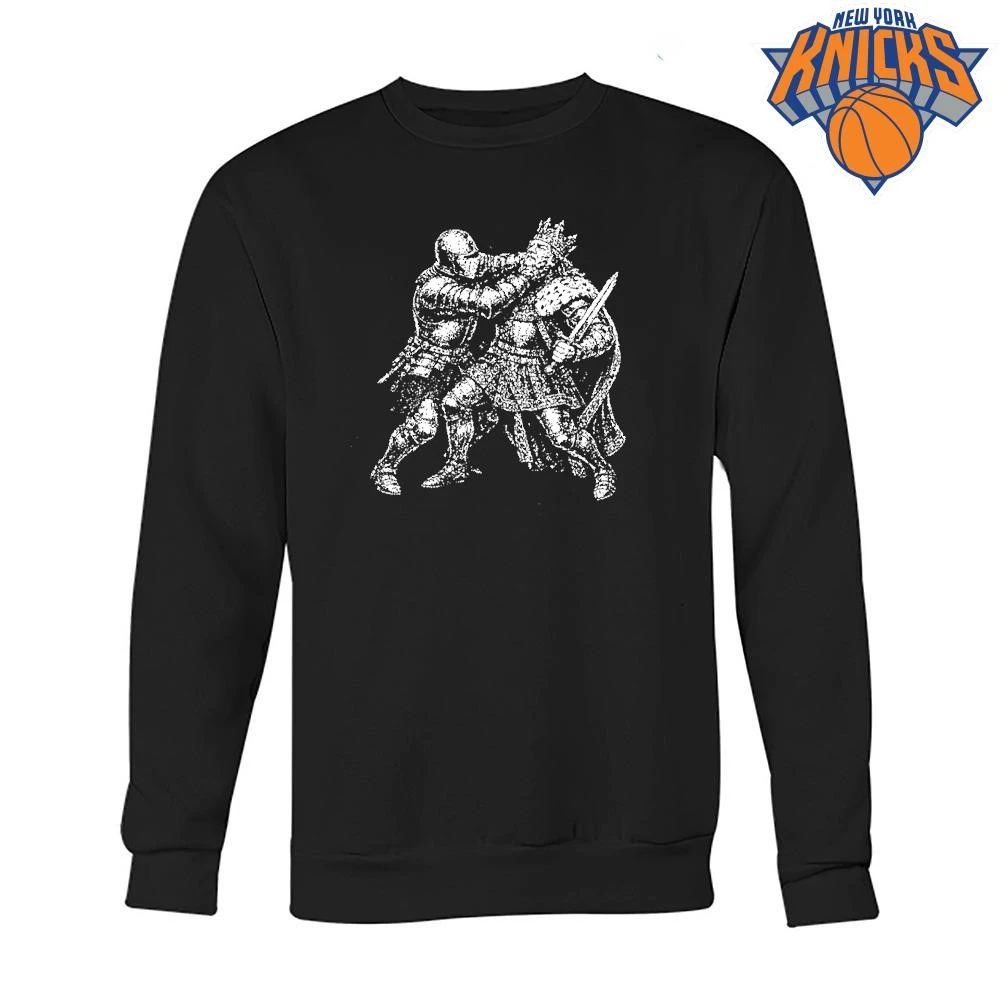 Medieval Knight Punching King Crown Sword Graphic Retro Art Shirt Unisex
