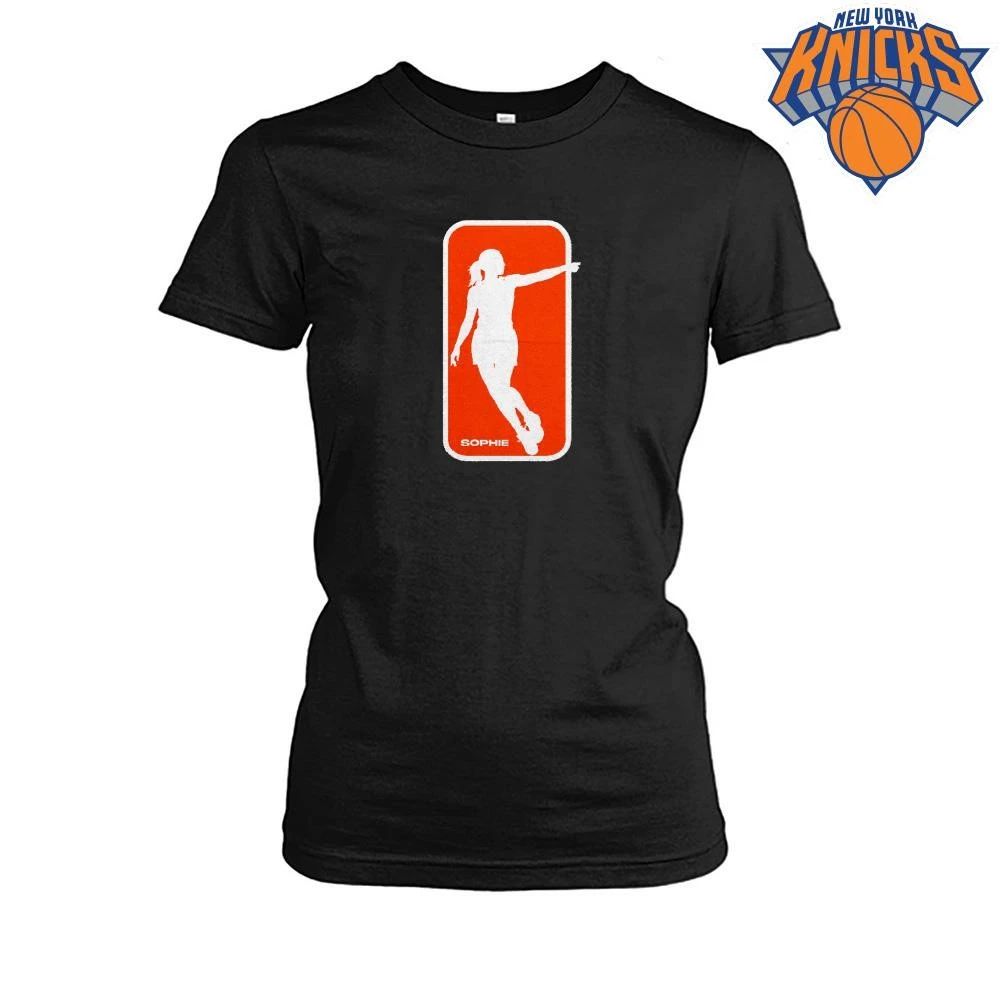 WNBA Sophie Cunningham Pointing Silhouette Custom Orange Logo Black Shirt Unisex