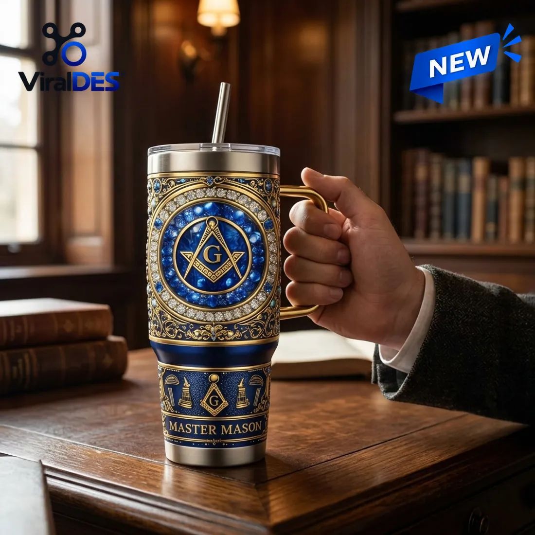Master Mason Blue Gold Stanley Tumbler