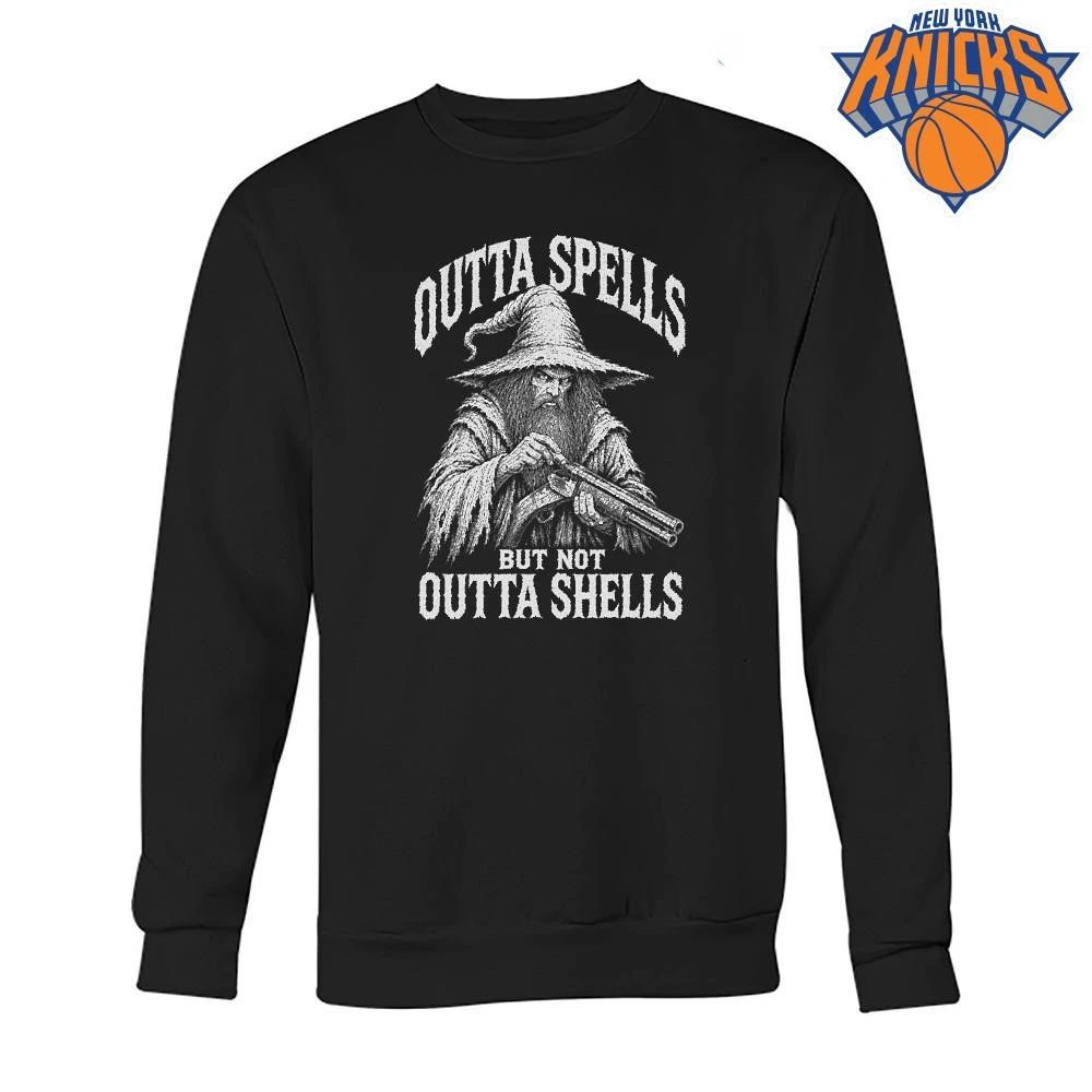 Outta Spells But Not Outta Shells Badass Wizard Shotgun Meme Shirt Unisex