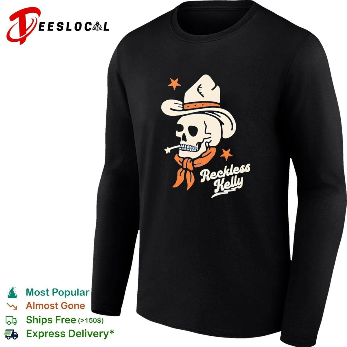 Reckless Kelly Skull Cowboy country music Unisex