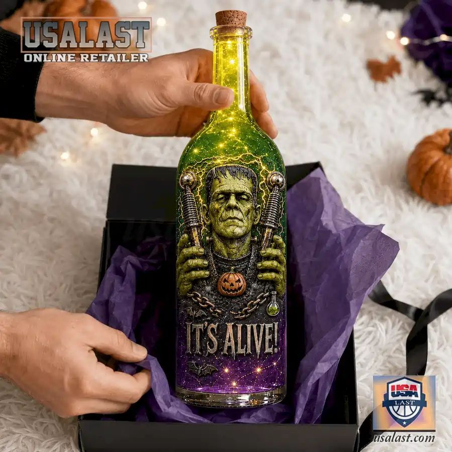Frankenstein It’s Alive Halloween Bottle Lamp