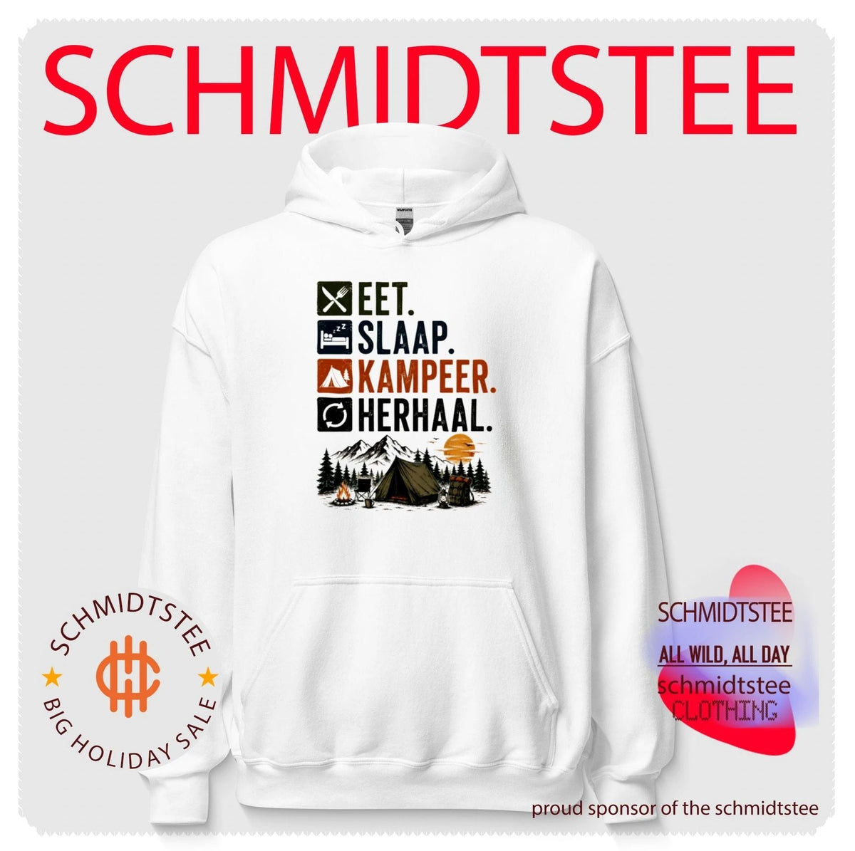 Eet Slaap Kampeer Herhaal Camping kamperen shirt Unisex