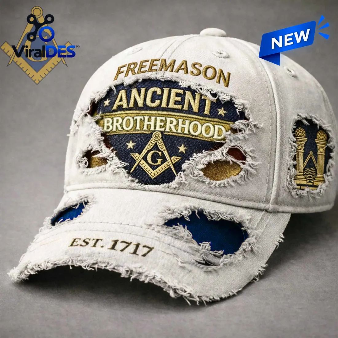Freemason Ancient Brotherhood Distressed Baseball Cap